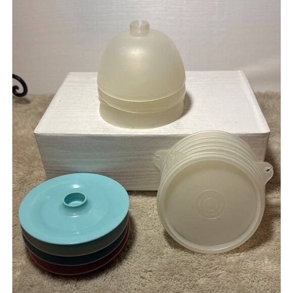 Tupperware Dessert Pudding Parfait Cups Lids & Pastel Base Set of 4 - Picture 3 of 9